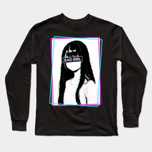 Aesthetic Vaporwave Retro Sad Girl Anime Long Sleeve T-Shirt